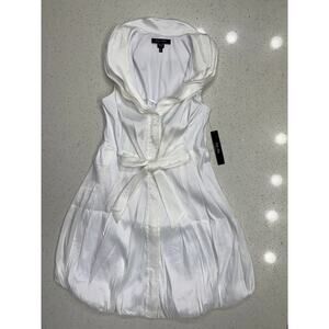 ivy + blu Women’s US 8 Sleeveless Stretch Teffeta Ruffled V-Neck Zipper Dress